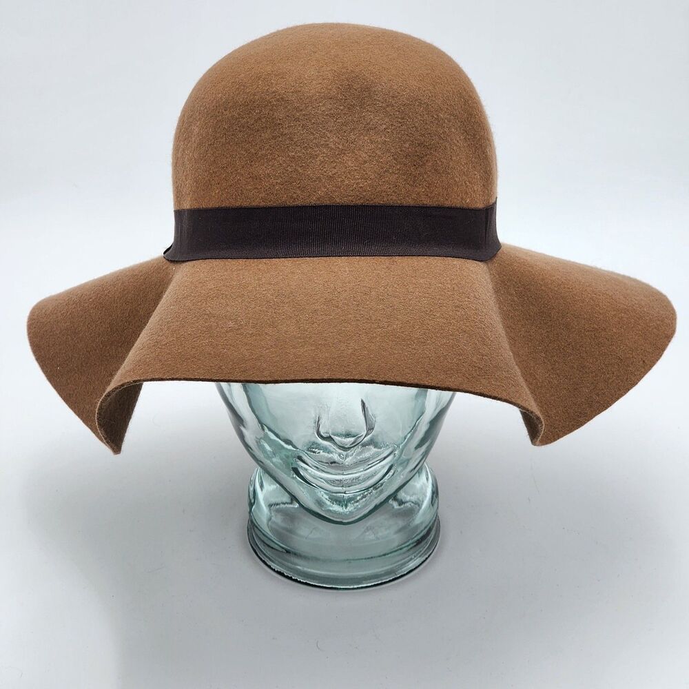 APT 9 Wool Brown Ribbon Band Feather Floppy Hat